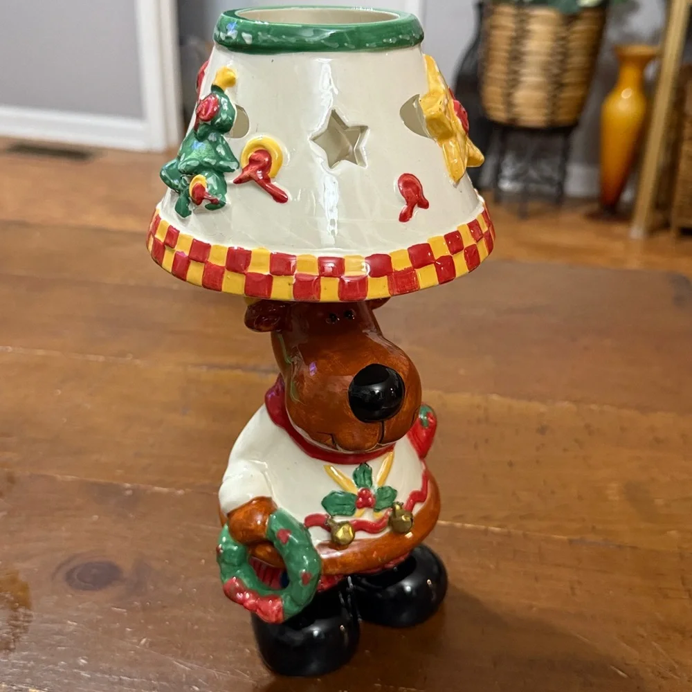 Festive Reindeer Holiday Figurine with Lamp Shade